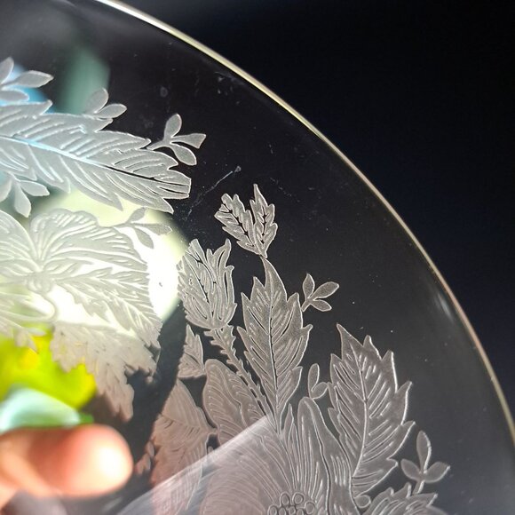 Tiffin Franciscan Sylvan Pink Etched Glass Footed Tumbler - Picture 15 of 16